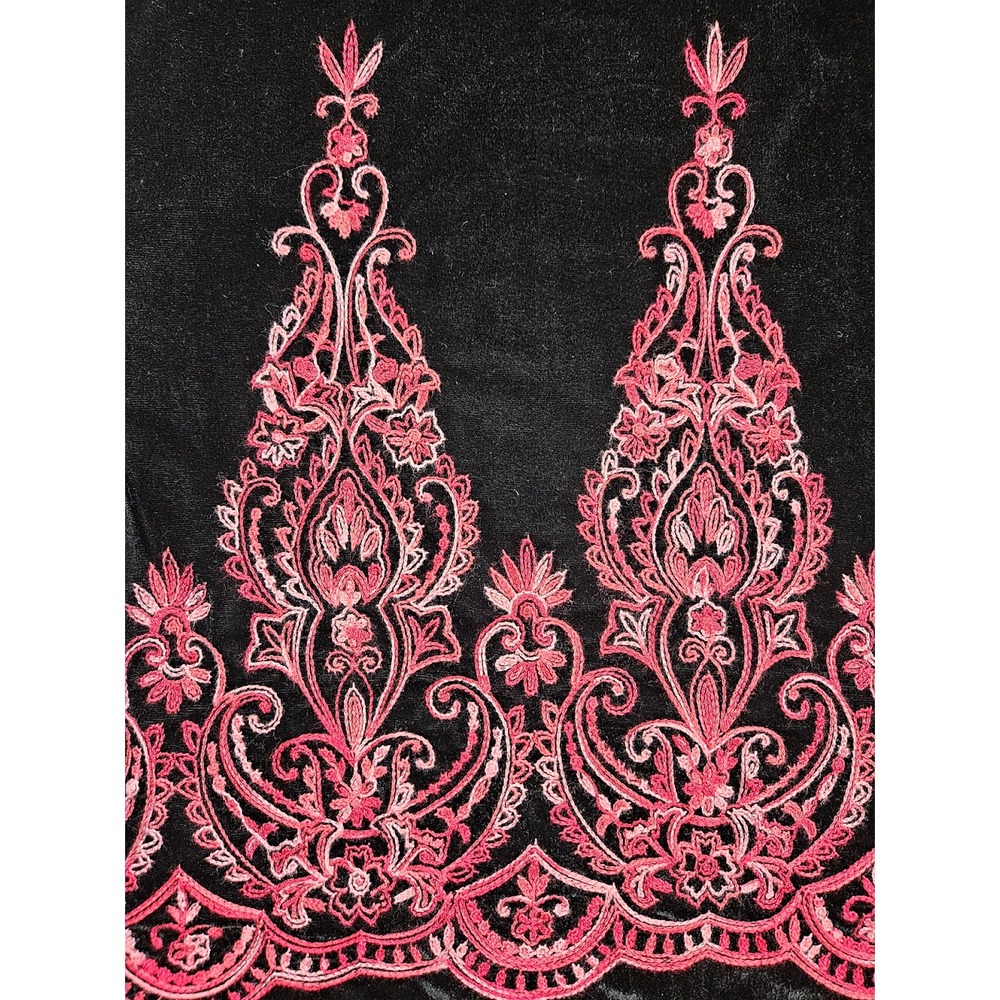 Ronni Nicole Velvet Embroidered Dress Women Size 10 Black Red Floral Knee Length - Picture 2 of 11